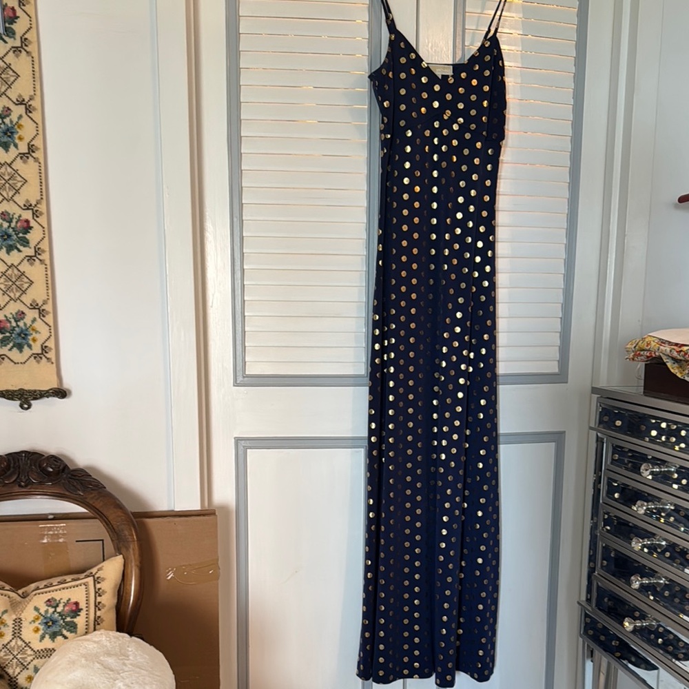 Michael Michael Kors Blue Sleeveless Spaghetti Strap Maxi Dress